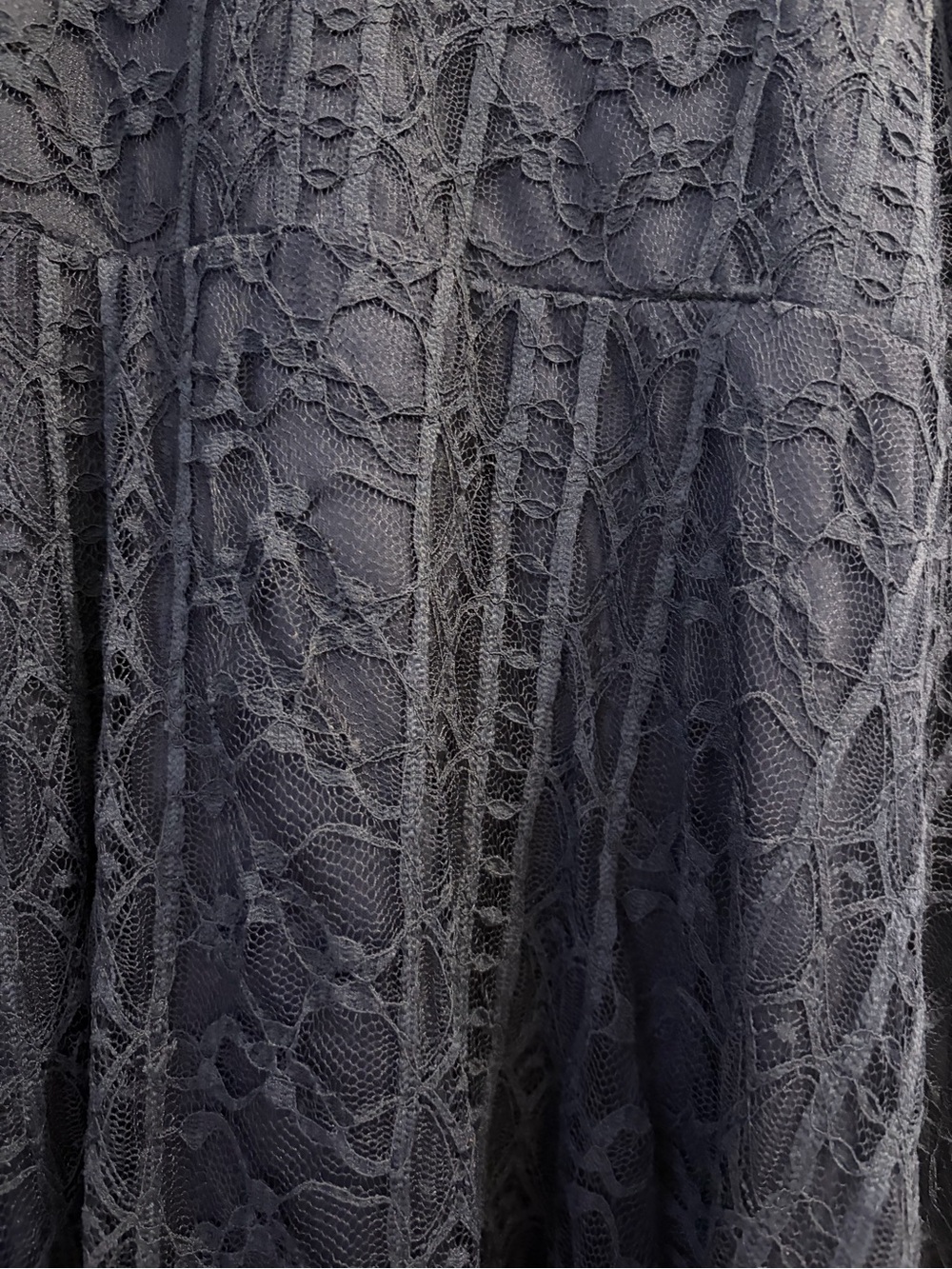 Suzy Shier Navy Lace Flutter-Sleeve A-Line Dress - Picture 6 of 8